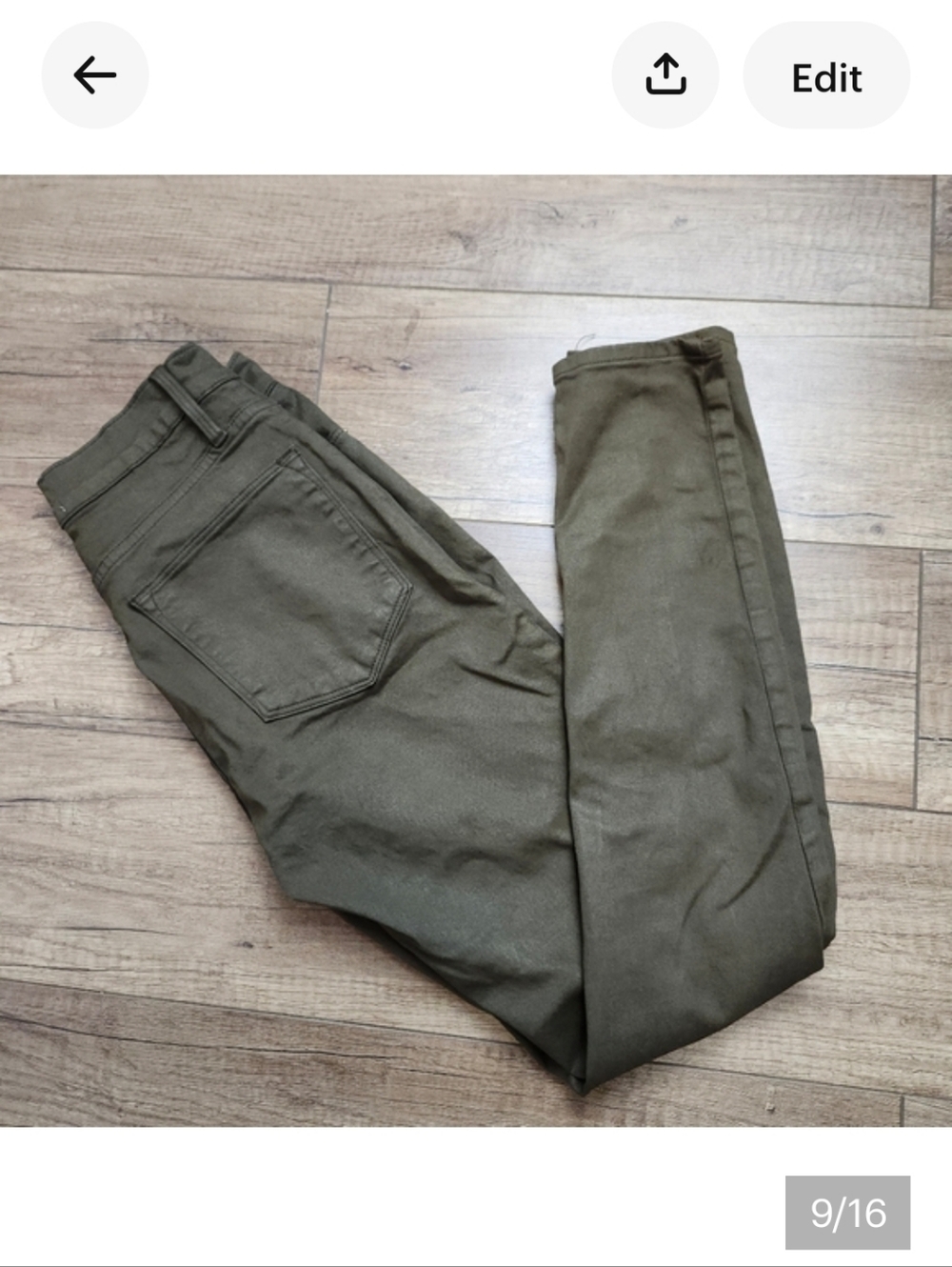 Frame denim Women Le High Skinny LHSKCT465 mid rise khaki Green Coated jeans 26 - Picture 9 of 16